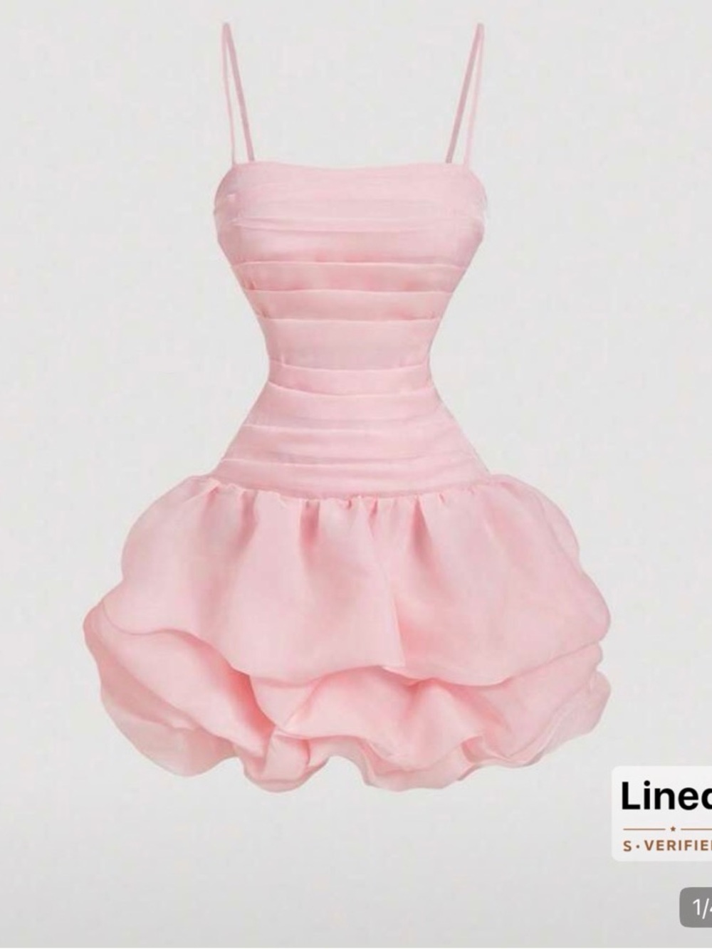 SHEIN MOD Women Pink Ruched Bubble Hem Mini Dress – Size 6/M